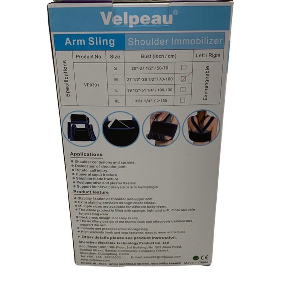 Velpeau Arm Sling Shoulder Immobilizer For Right or Left Arm Model VP0301 Size M - Picture 5 of 11
